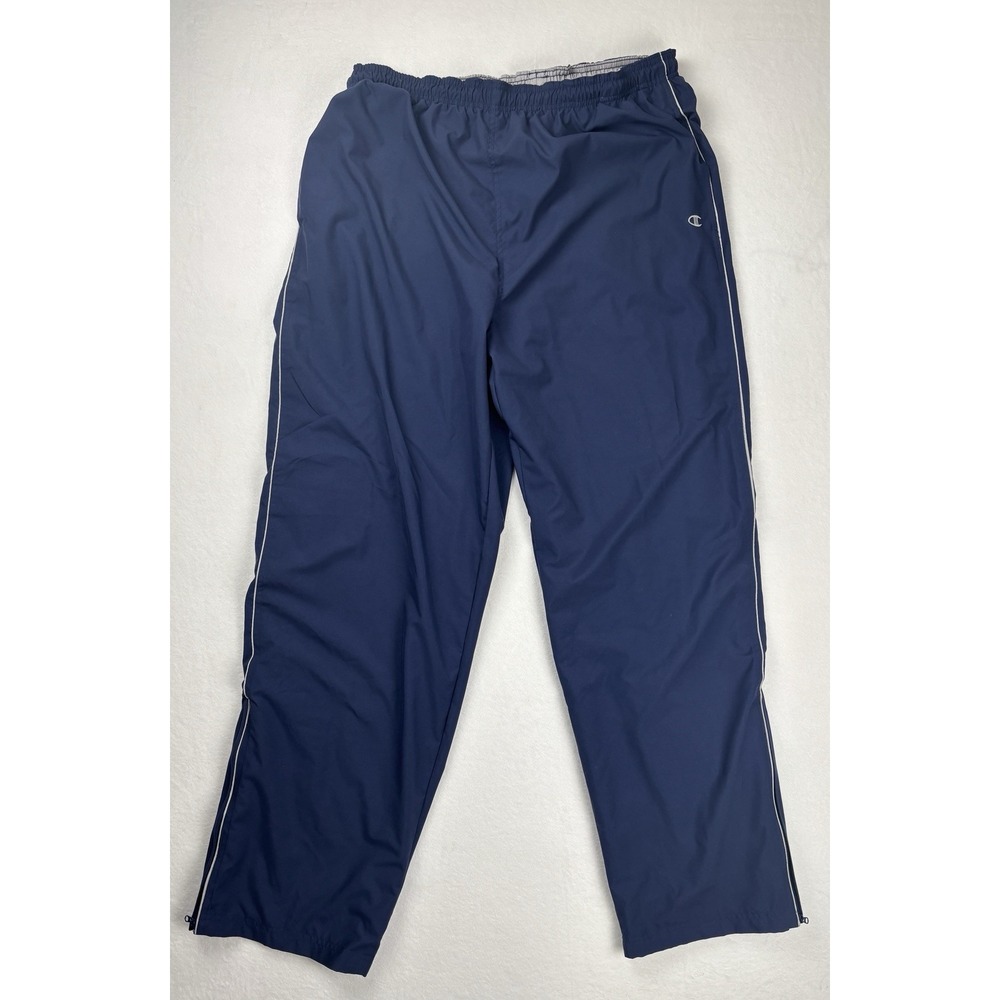 Champion Vintage Y2K Nylon Track Pants Navy Zip‎ Ankle Men's XXL